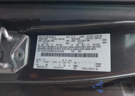 2017 Ford Escape Se from USA, damaged, VIN 1FMCU0G96HUC97362